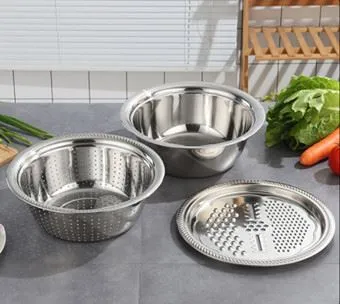 Stainless Steel 3pcs Bowl Colander Grater Set